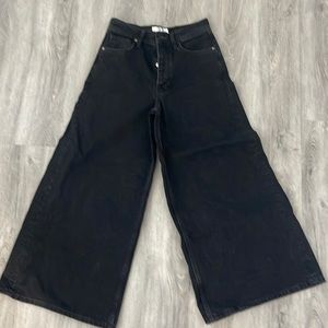 Free People Black denim Wide leg jeans